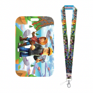 Customized printed ID card badge holders Popular Game Roblox- lanyards keychain with logo printing