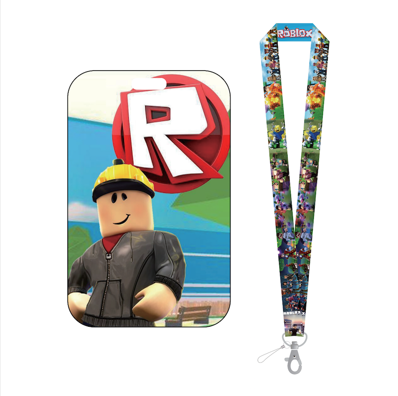 Customized printed ID card badge holders Popular Game Roblox- lanyards keychain with logo printing