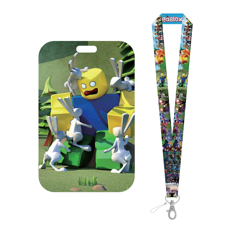 Customized printed ID card badge holders Popular Game Roblox- lanyards keychain with logo printing