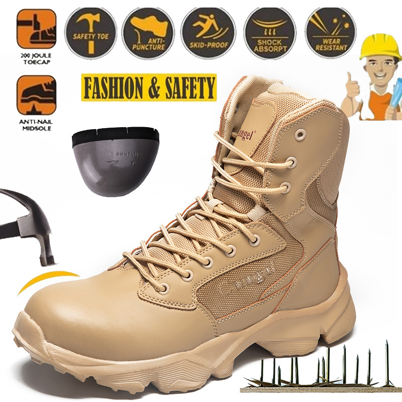 Sport Anti-smash Leather Industrial Black Jogger Work Boots Waterproof Safety Shoes Steel Toe sneakers For Men Women Engineers