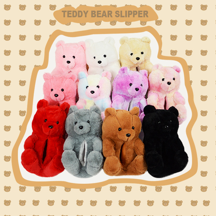 teddi big giant roses superior quality small teddy bear bulk animal skins fur women teddy bear house shoes slipper for sale