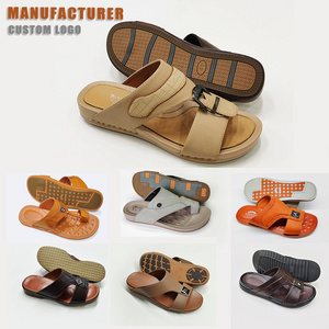 Wholesale custom logo flat arab dubai shoes manufacturer mens arabic sandal men pu leather slippers comfortable sandals