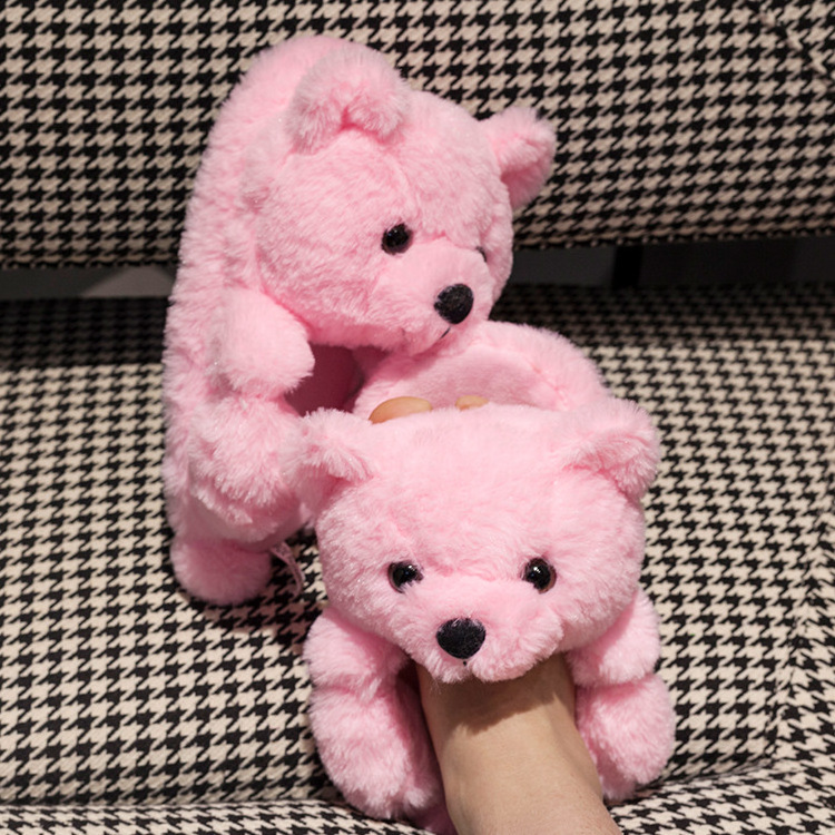 teddi big giant roses superior quality small teddy bear bulk animal skins fur women teddy bear house shoes slipper for sale