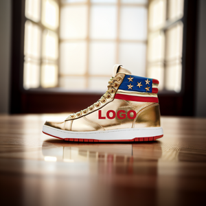 Custom Logo Branded High Top Sneakers Gold Never Surrender Genuine Leather Casual Women Mens Sports Skateboard Basketball Shoes