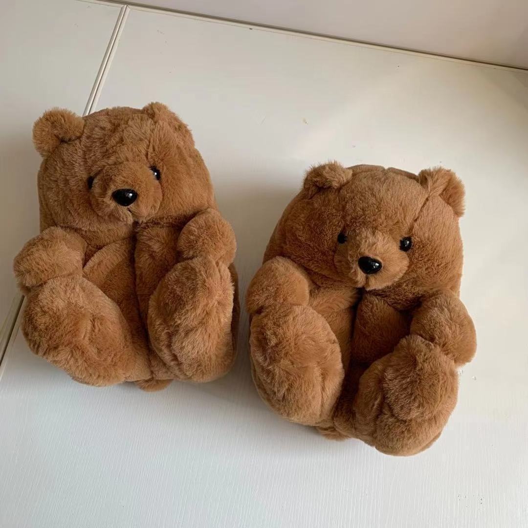 teddi big giant roses superior quality small teddy bear bulk animal skins fur women teddy bear house shoes slipper for sale