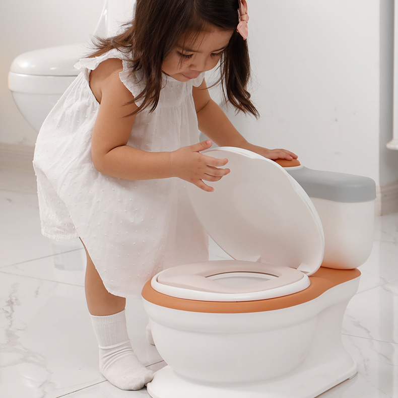 Realistic Potty Training Toilet with Life-Like Flush Button and Sound for Toddlers Kids Potty Chair with Toilet Tissue Dispenser