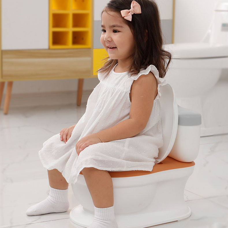 Realistic Potty Training Toilet with Life-Like Flush Button and Sound for Toddlers Kids Potty Chair with Toilet Tissue Dispenser