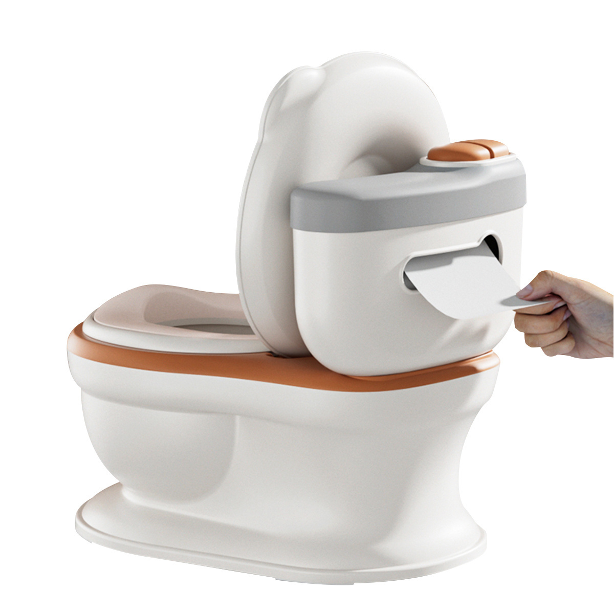 Realistic Potty Training Toilet with Life-Like Flush Button and Sound for Toddlers Kids Potty Chair with Toilet Tissue Dispenser