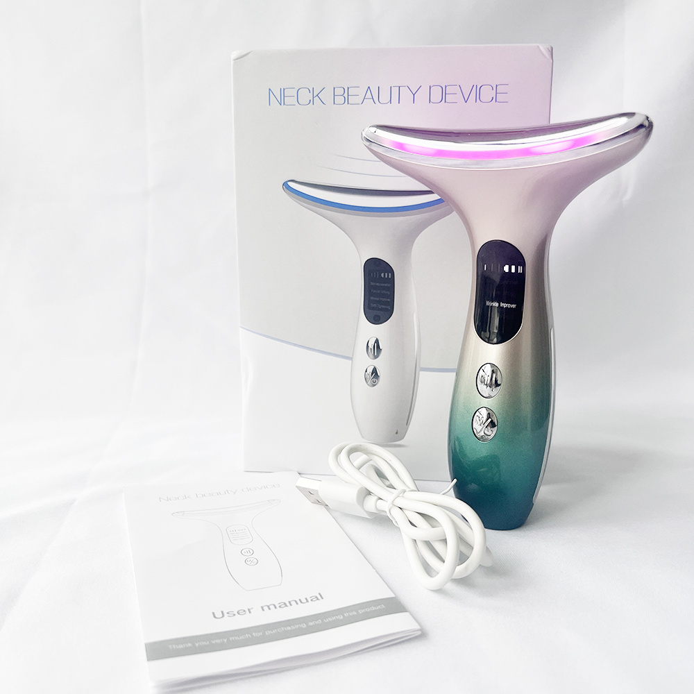 Face and Neck Lift Massager LED Photon Therapy Skin Tightening Face Lifting Machine Face Neck Lifting Massager