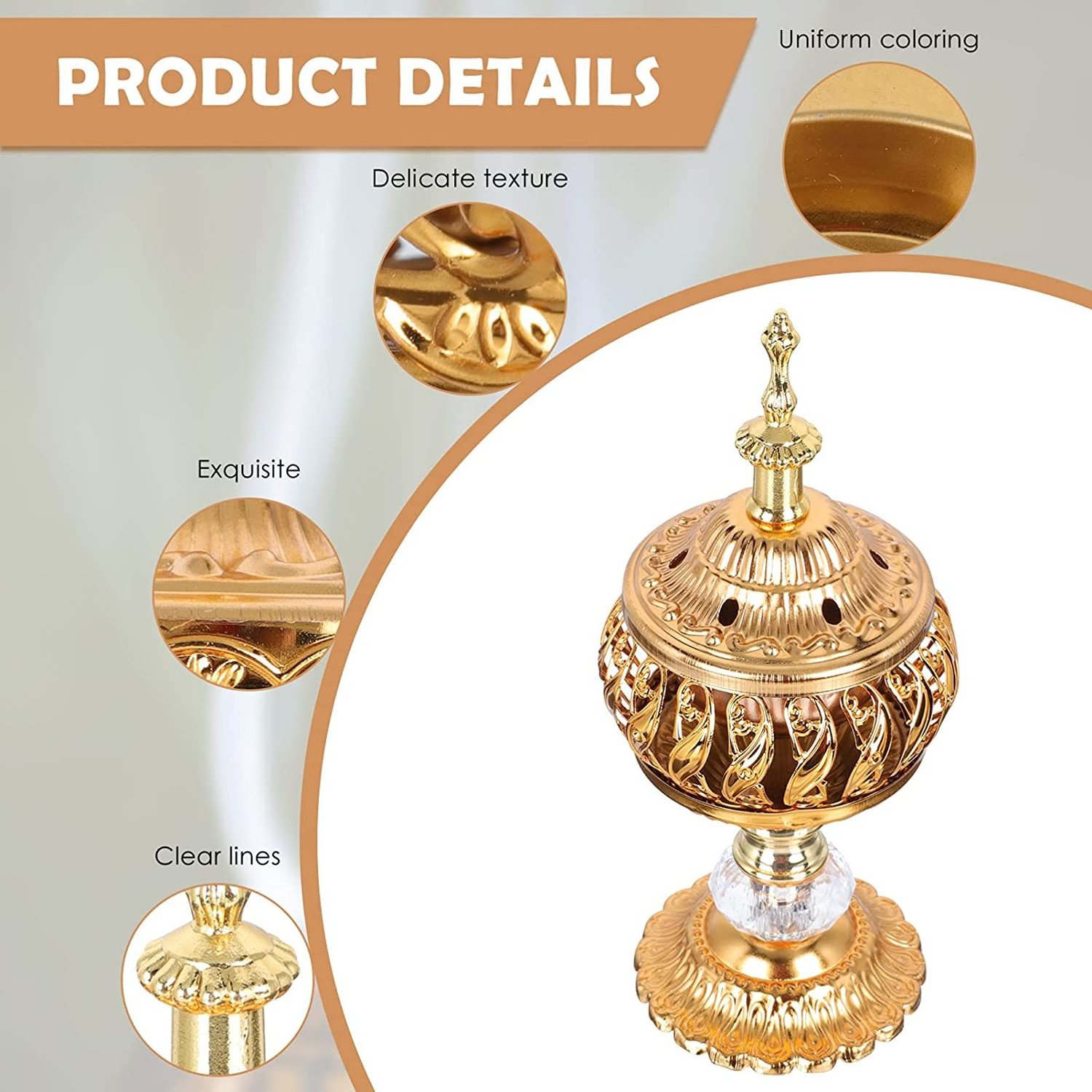 2023 Hot Sales Metal Mubkhar Incense Burner Oud Bakhoor Jar Glass Burner Luxury Arabic Incense Burner