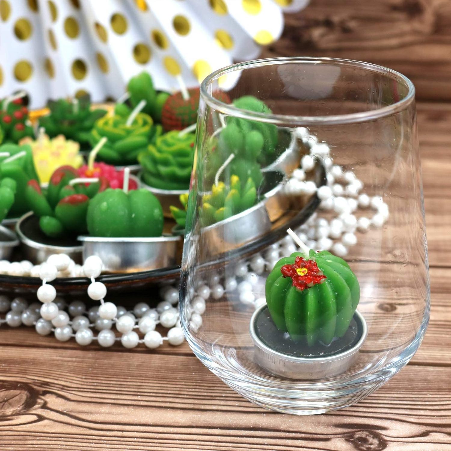 Succulent Cactus Candles Delicate Smokeless Scented Tealight Candles for Home Decor