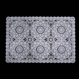 2024 New Tabletex Square Lace Waterproof and Oil proof Table Mat Home Decoration Table Mat PVC Vinyl Pressed Table Mat