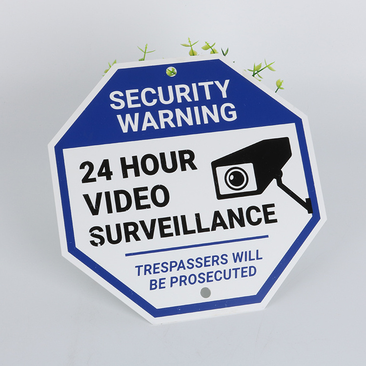 24 Hour Security Surveillance Camera Warning Sign Plastic Safety Warning Yard Sign Plate