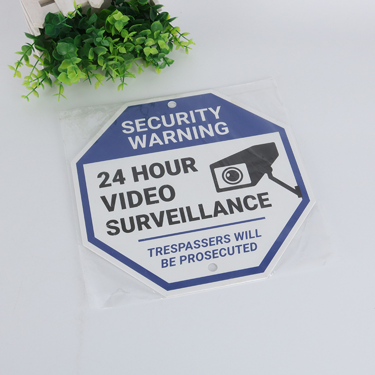 24 Hour Security Surveillance Camera Warning Sign Plastic Safety Warning Yard Sign Plate