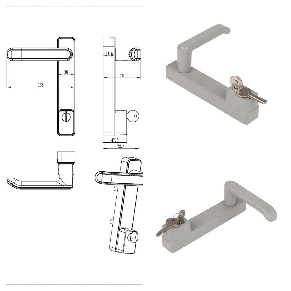 DOOR PANIC EXIT DEVICE Aluminum alloy external emergency exit decorative lock  OUTSIDE TRIM LOCK