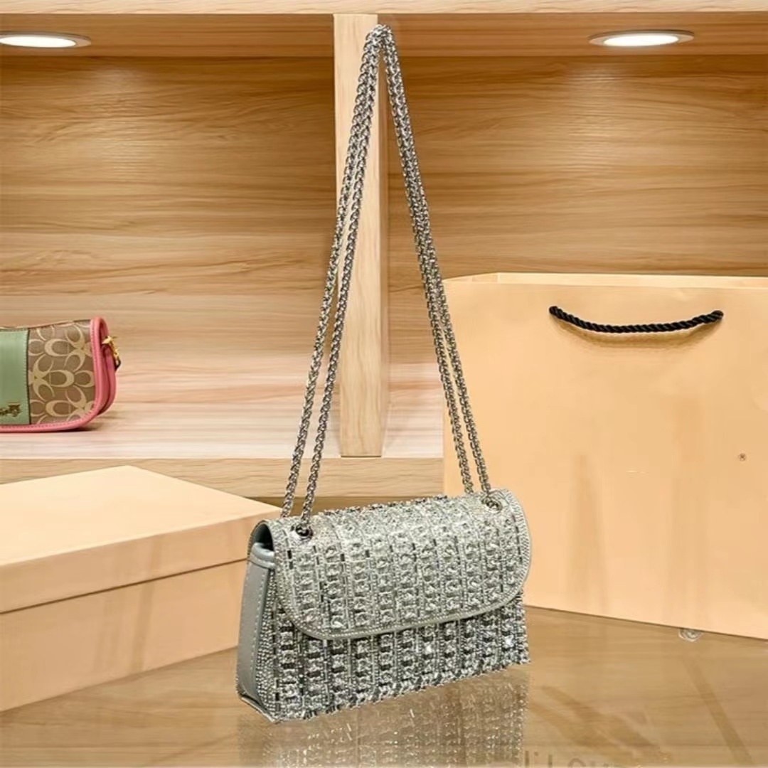 2024 New arrivals ladies crystal diamond bag sparkle rhinestone silver crossbody purse women luxury evening bag