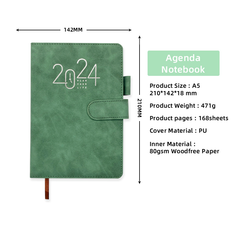 Wholesale Custom Logo 2024 Hardcover To Do List Business Spanish Agenda Notebook with Pen Holder