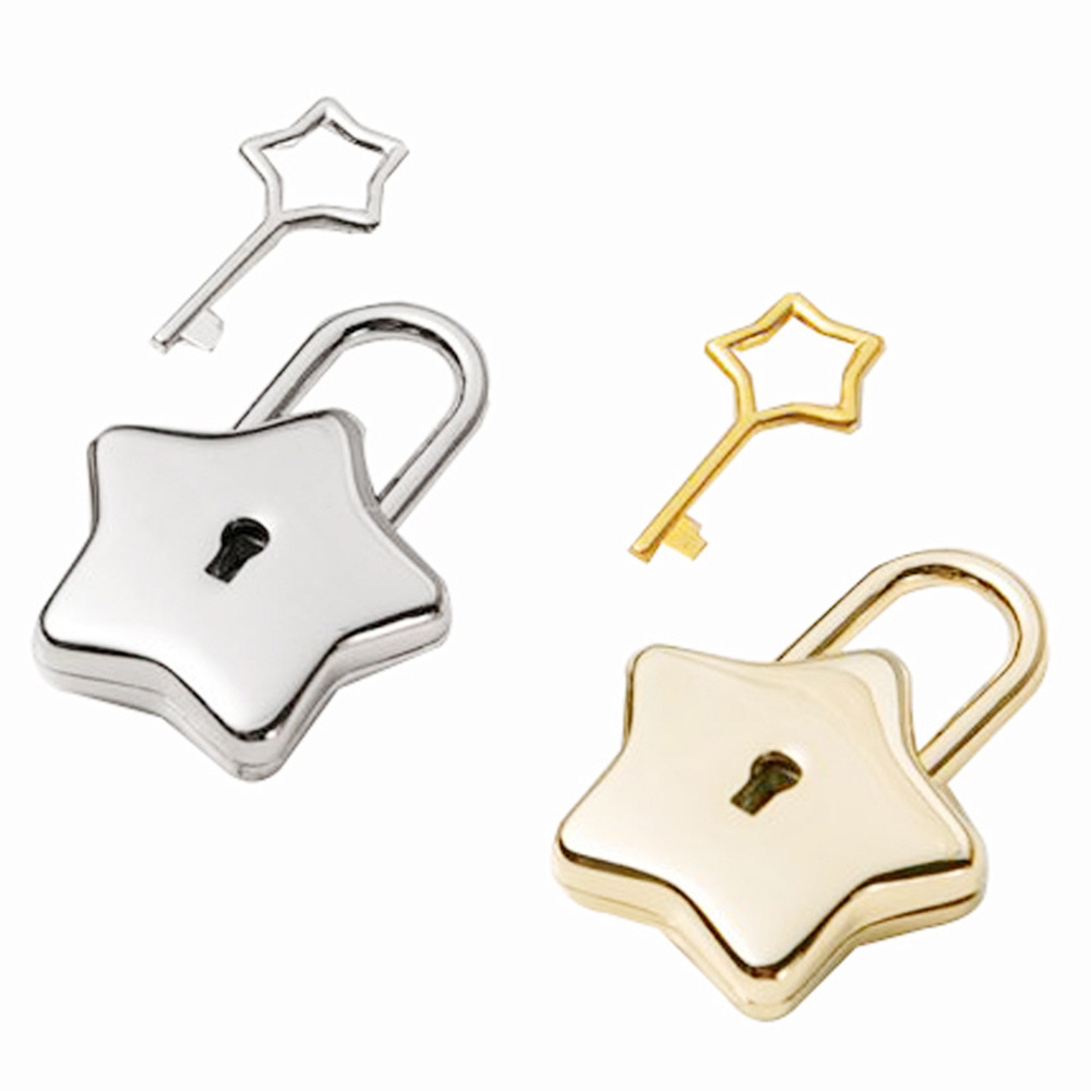 Mini Metal Padlock Star-Shaped Padlock with Key Cute Lock for Jewelry Box Purse Luggage  Letter Box