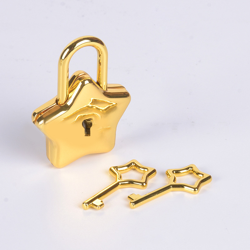 Mini Metal Padlock Star-Shaped Padlock with Key Cute Lock for Jewelry Box Purse Luggage  Letter Box