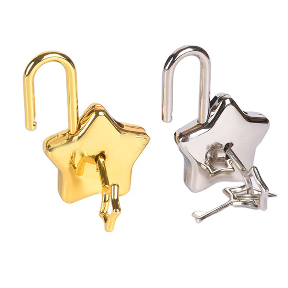 Mini Metal Padlock Star-Shaped Padlock with Key Cute Lock for Jewelry Box Purse Luggage  Letter Box