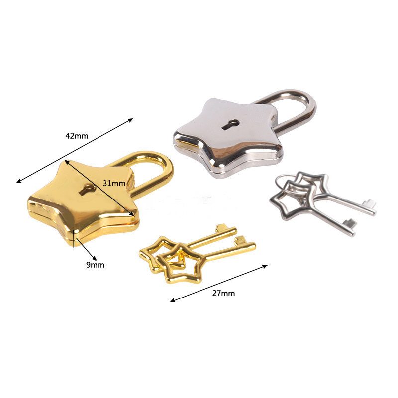 Mini Metal Padlock Star-Shaped Padlock with Key Cute Lock for Jewelry Box Purse Luggage  Letter Box