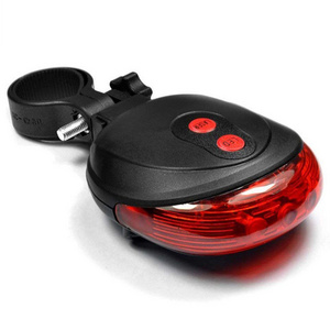 Rear Riding Bicycle Accessories 5 LED 2 Laser Red Beam Light Safety Warning Bike Tail Lamp