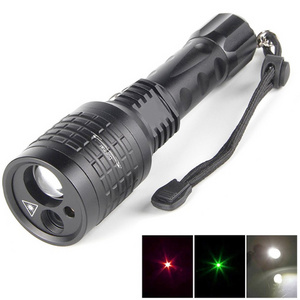 3 in 1 Red Green Laser Flashlight Pointer Light Tactical Hunting Adjustable Flash Light