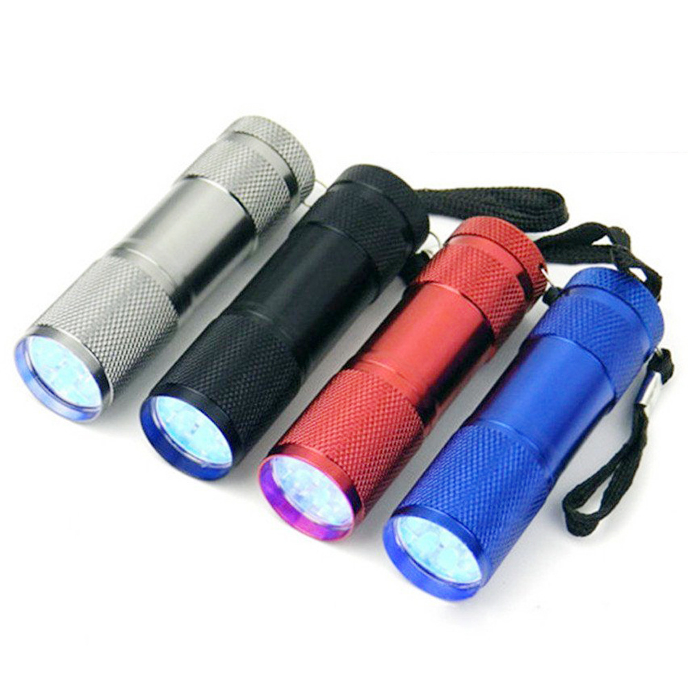 Mini 9 LED UV Flashlight 395nm UV Torch Ultra Violet Blacklight Torch