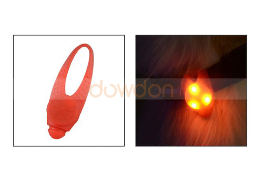 Dog Collar Light Safety Flashing Silicone Clip on Pet Collar Pendant for Dogs and Cats Designed for Night Walking