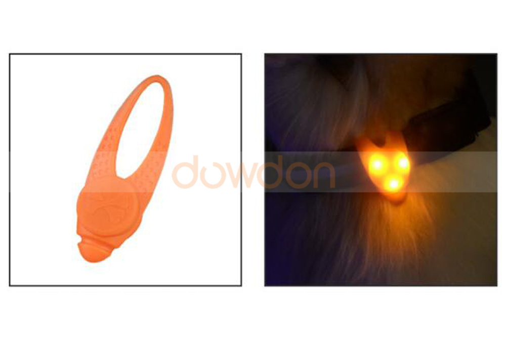 Dog Collar Light Safety Flashing Silicone Clip on Pet Collar Pendant for Dogs and Cats Designed for Night Walking