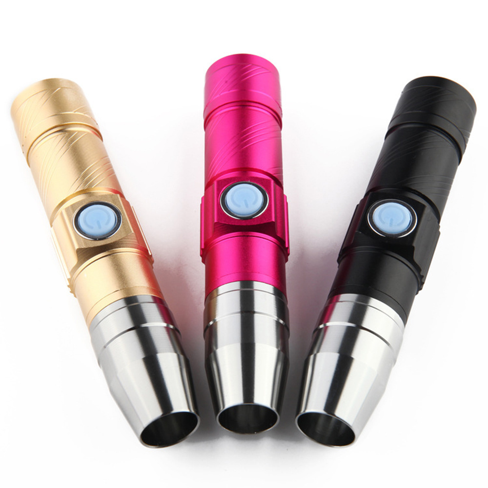 Mini Jasde Detector Flashlight UV Torch Rechargeable Pen Dual LED Flashlight