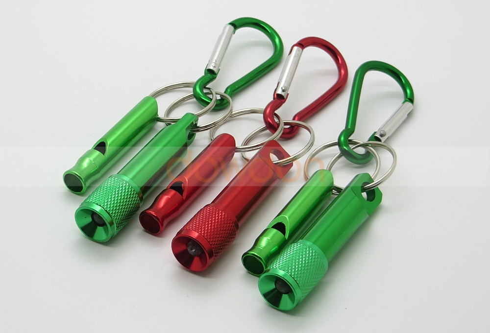 Portable  Mini Key chain LED  Flashlight with Loud Whistles for Camping Hiking Hunting Outdoors Sports Emergency Situations