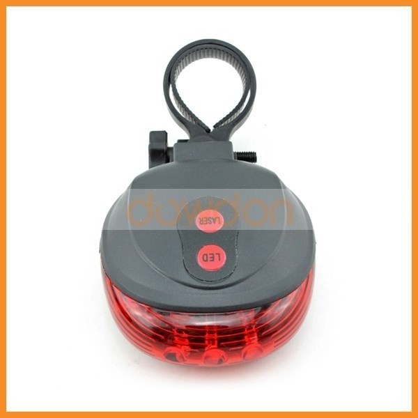 Rear Riding Bicycle Accessories 5 LED 2 Laser Red Beam Light Safety Warning Bike Tail Lamp