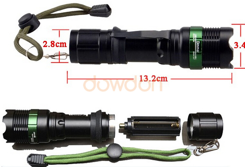 500LM Waterproof LED Torch 3 Modes Tactical Flashlight 18650 Rechargeable Battery Light  Black Zoomable Lamp