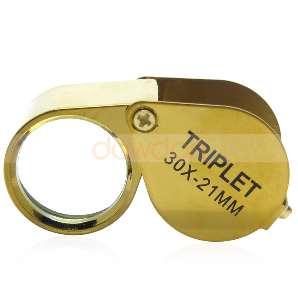 Mini Gold & Silver 30x 21mm Jewelers Eye Loupe Magnifying Lens Loop Glass Watch Repair Magnifier