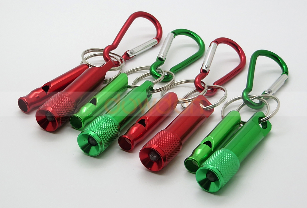 Portable  Mini Key chain LED  Flashlight with Loud Whistles for Camping Hiking Hunting Outdoors Sports Emergency Situations