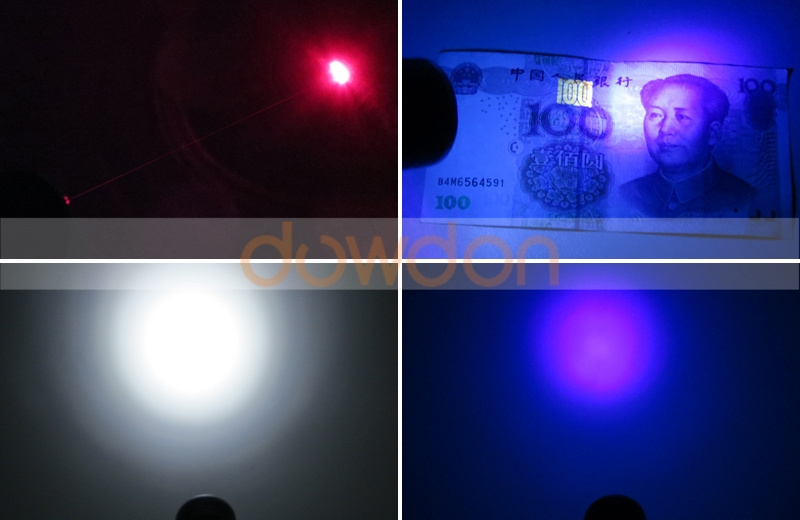 White UV Red Laser 16 LED Flashlight 3 in 1 LED Torch