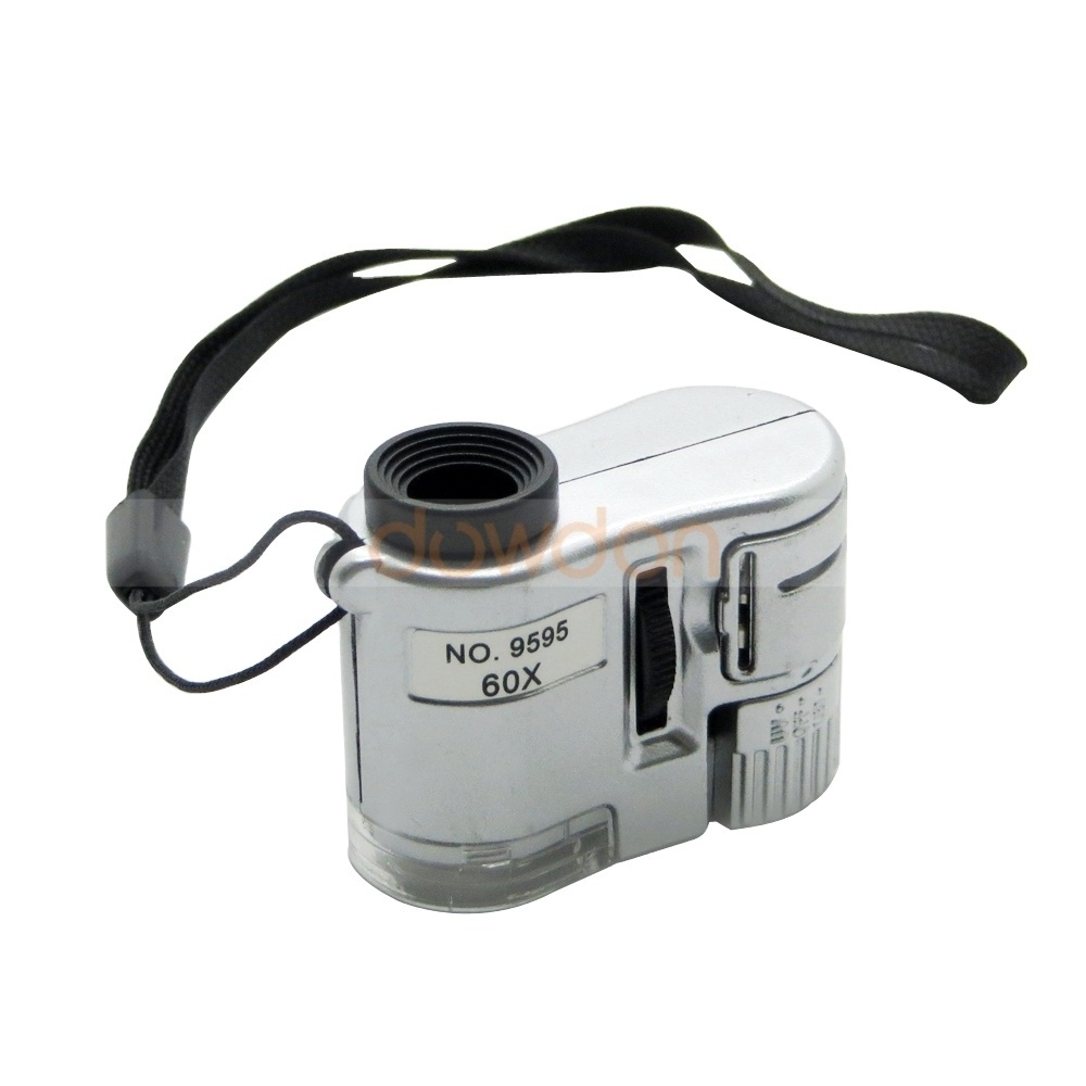 Portable 60X Magnifier Magnifying Eye Jeweler Loupe with UV LED Illumination Lighting Money Currency Detector