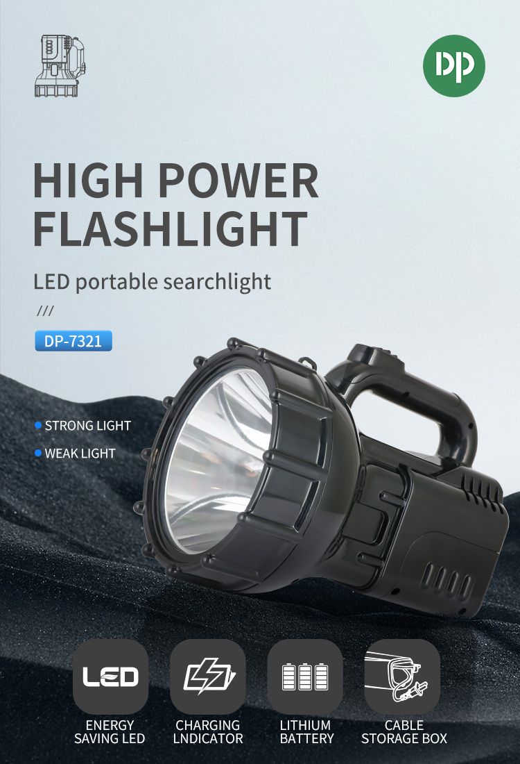 100W Hand Held LED Search Light 1000m Long Range Portable LED Rechargeable Searchlights