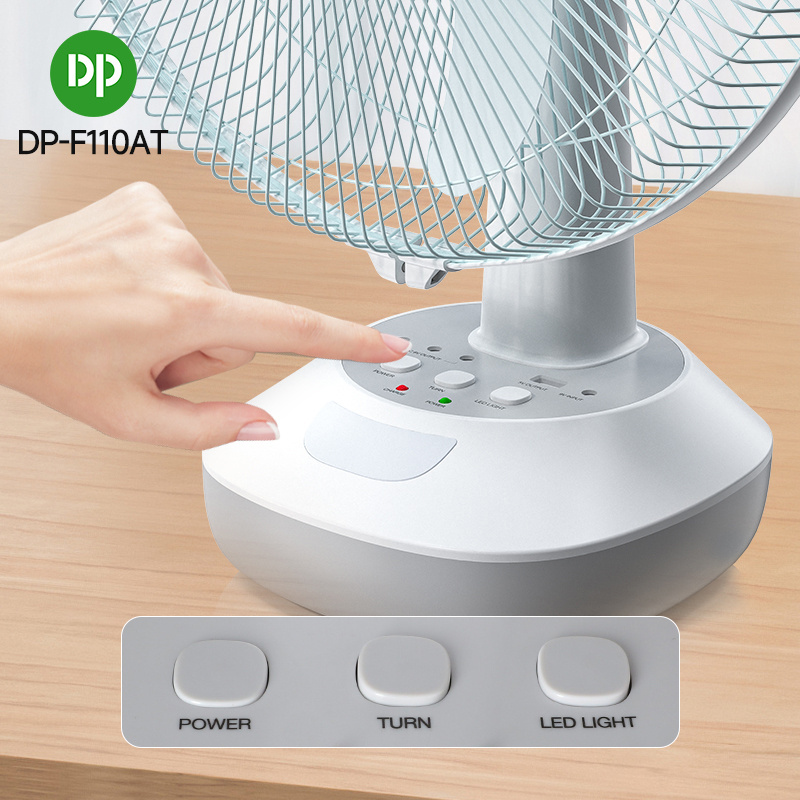 DP 16 inch Solar Fan Desk Table Fan Hand Held Dc Camping Rechargeable Portable Fan With Solar Panel LED Bulb