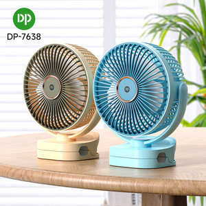 DP New Product Outdoor Camping Portable Fan Clip USB Rechargeable 18650 Battery Table Desk Fan With Led Light