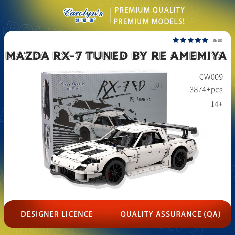 Carolyn's Model Car Mazda Rx-7 tuned by RE Amemiya MOC-46448 Blocks Gift For Kids Design by Gray Gear Scale Car Collection Toy