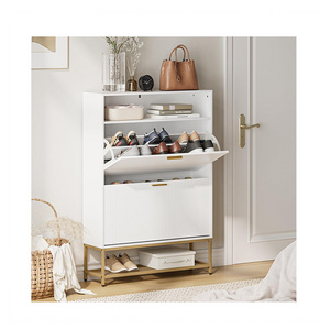 Entryway Freestanding Shoe Cabinet Organizer with Open Storage White Shoe Storage Cabinet