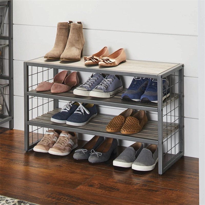 High Quality Manufacturer Metal Tray & Shoe Rack Decorative 3 Tier Industrial Boot Tray Cabinet