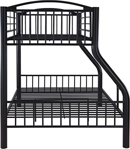 Metal Black Powder Coated Twin Over Full Bunk Bed with Ladder