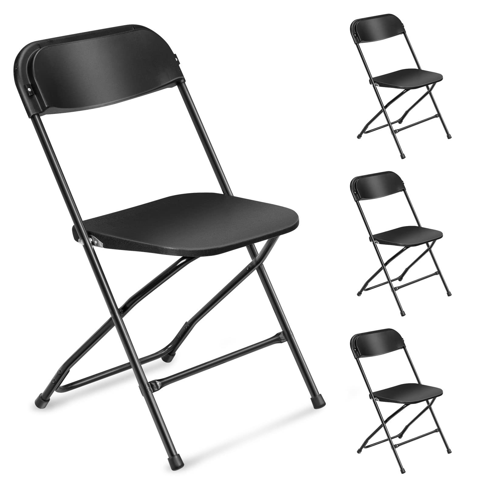 Indoor Outdoor Portable Stackable Commercial Seat with Steel Frame  Pack Black Plastic Folding Chair