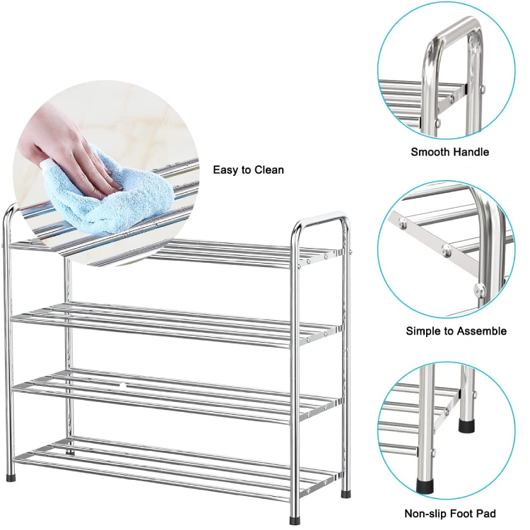 4 Layers Metal Shoe Rack Display Storage Shelf entry shoe table modern design Extendable shoe cabinet