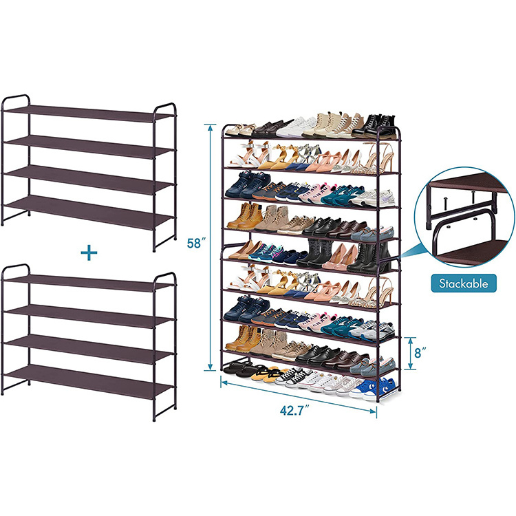 Sturdy and Durable Black Metal Iron Stackable Shoe Rack for Closet Entryway Hallway Bedroom