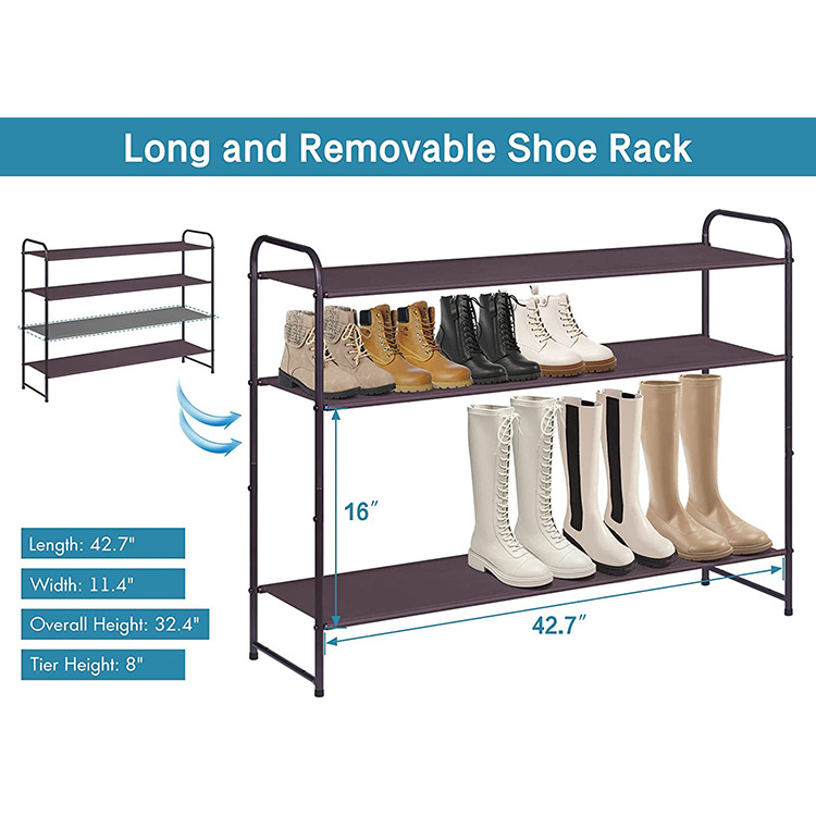 Sturdy and Durable Black Metal Iron Stackable Shoe Rack for Closet Entryway Hallway Bedroom