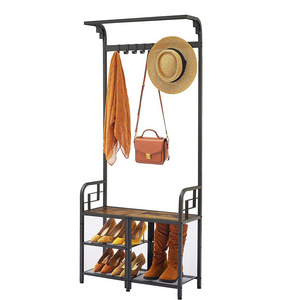 Hall Tree with Bench and Shoe Storage Coat Rack Shoe Bench and 3-in-1 Shoe Rack and Coat Rack for Entryway